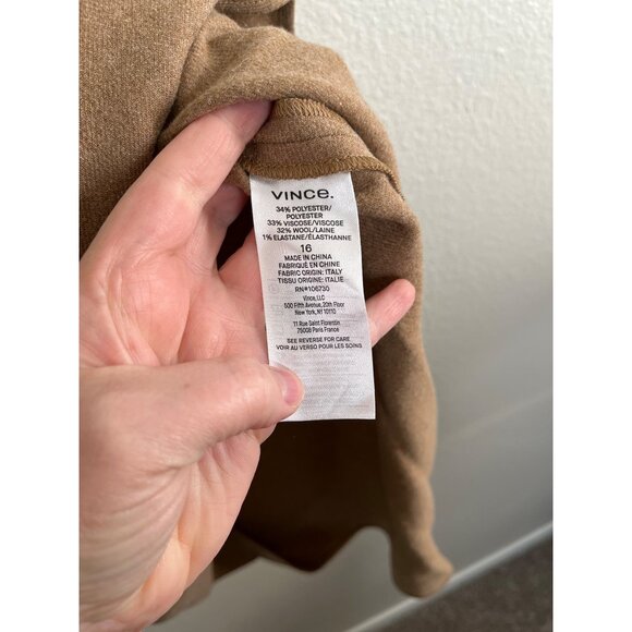 Vince Womens Tan Brushed Flannel Side Slit Midi Skirt Size 16 - Picture 4 of 5